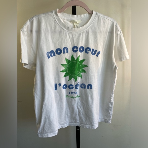 NWOT H&M || Cotton Beach Sun Short Sleeve Top Size Small - Picture 1 of 4